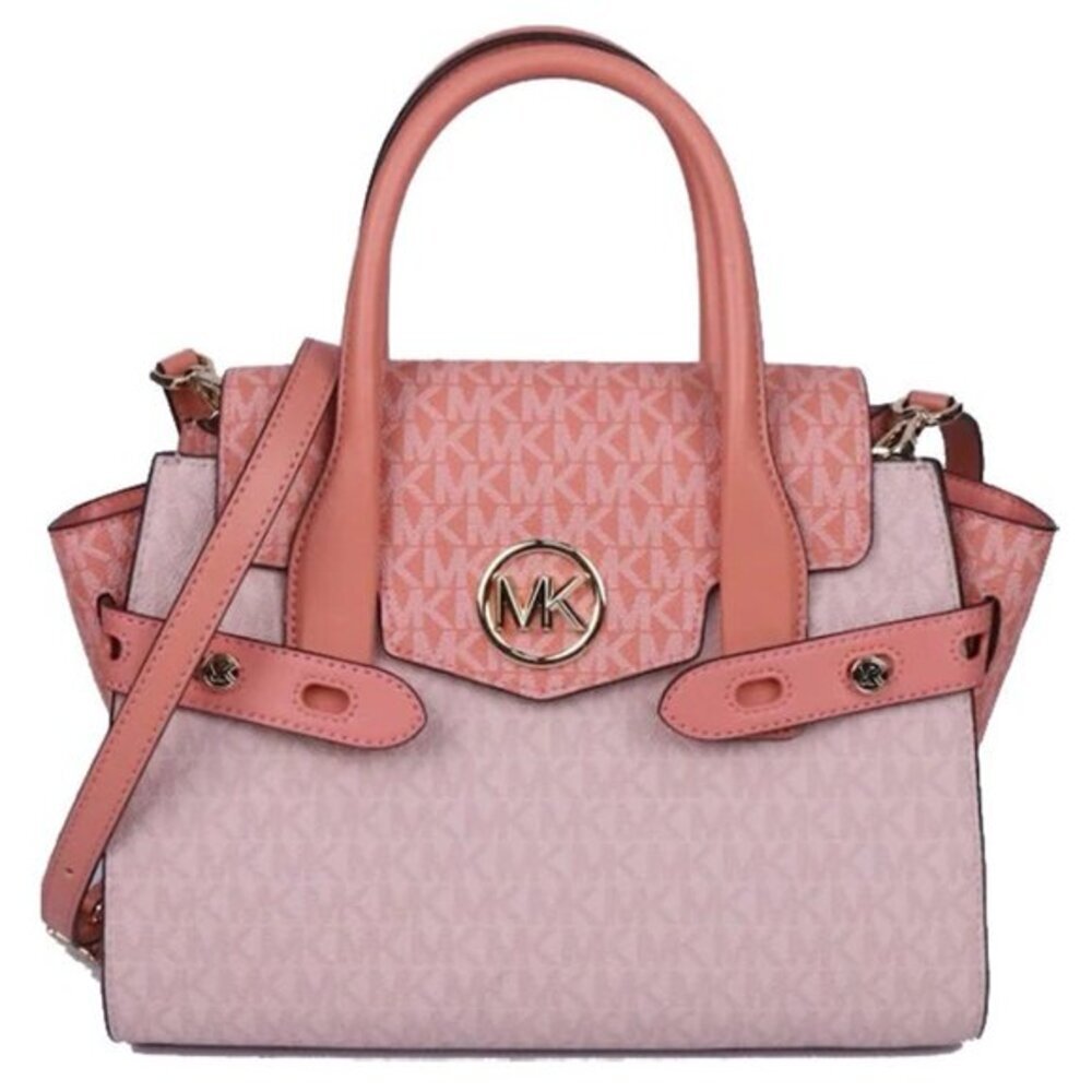 Michael Kors Carmen Medium Color-Block Logo Flap Satchel Sherbert